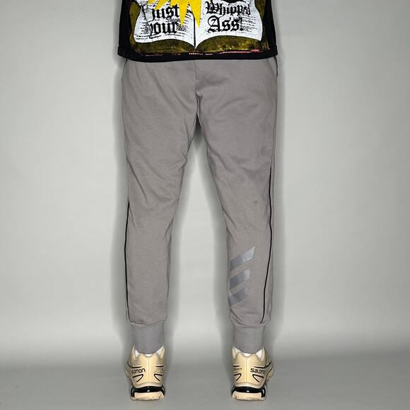 Adidas Sweatpants Grey Cotton Joggers Black Logo - Picture 3 of 4